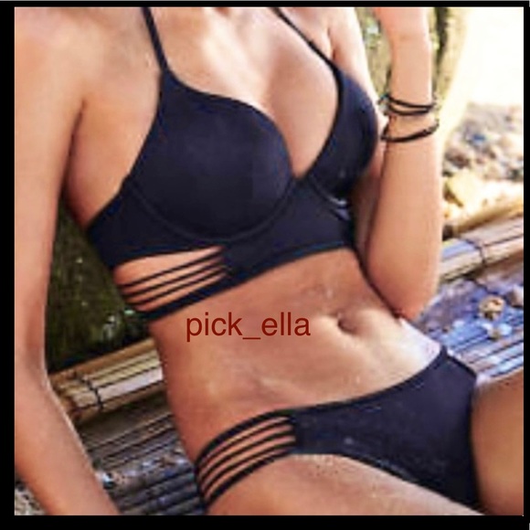 32C Vs Victoria’s Secret Longline Bombshell Adds-2cups Bikini Swim 2pc Black